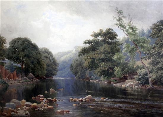 Harry Sutton Palmer (1854-1933) Wooded river landscape 14 x 20.25in.